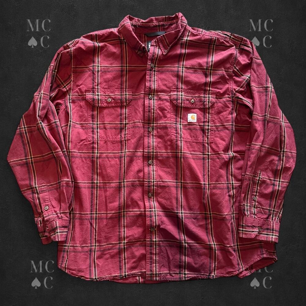 Carhartt burgundy shirt 100% Cotton - Picture 1 of 7